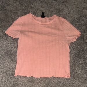 Wild Fable Blush Ribbed Short Sleeve Top
